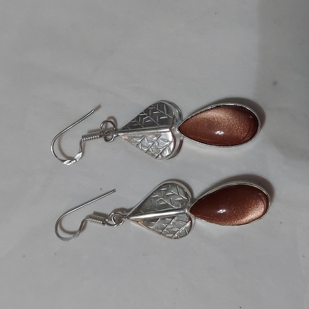 STERLING Silver Sun Sitara Earrings - Picture 2 of 5